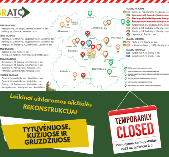Rekonstukcijai uždaromi dar trys atliekų priėmimo punktai
